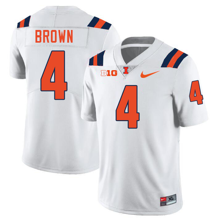 Men #4 Daniel Brown Illinois Fighting Illini College Football Jerseys Stitched-White